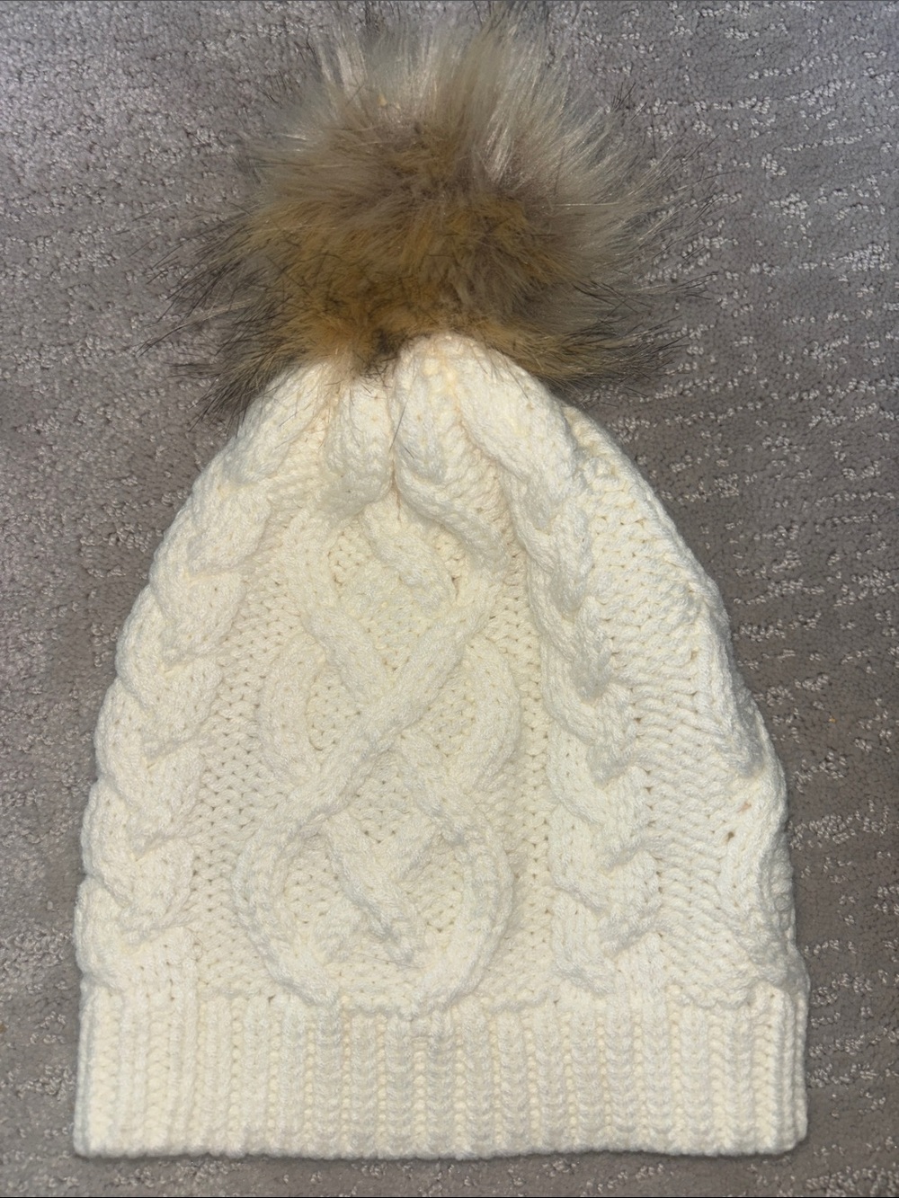NWOT J. Crew Cream Cable-Knit Beanie with Pom